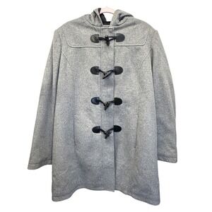 L.L. Bean Women's Classic Wool Blend Duffel Toggle Coat Gray Size XL Hooded